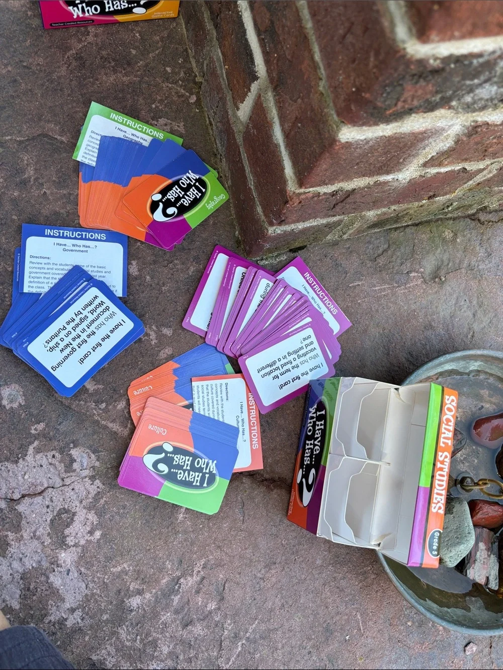 2‎ Sets: gr 5-6 I Have... Who Has? Math & Social Studies Card Games like new!